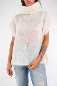 B LOVE - GILET OVER CIAMBELLA IN KID MOHAIR ART.28001 - PANNA