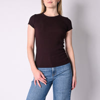 VICOLO - T-SHIRT A COSTINE GIROCOLLO ART.UAC0066/B - BORDEAUX
