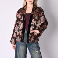 WU'SIDE - BOMBER/KIMONO BROCCATO FLOREALE IN SETA/VISCOSA ART.26698/BR - BOREAUX/ROSA