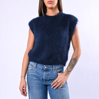 B LOVE - GILET MODELLO CHANEL IN KID MOHAIR ART.28023 - BLU