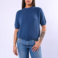 B LOVE - MAGLIA BABY ALPACA MANICA CORTA ART.SOFT/1012 - JEANS