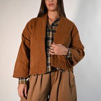 RECUPERO - GIACCA/KIMONO VELLUTO 2000 RIGHE ART.M0028/T - TABACCO