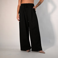 RECUPERO - PANTALONE PALAZZO COTONE/LYOCELL ART.SY0063/N - NERO