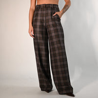 RECUPERO - PANTALONE PALAZZO CHECK ART.H7335/M - MORO
