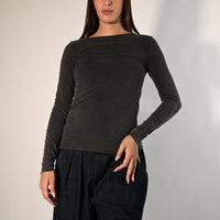 B LOVE - T-SHIRT SCOLLO BARCHETTA IN MODAL ART.Q1793/G - GRIGIO