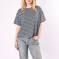HAVEONE - T-SHIRT RIGHE COLLO CONTRASTO ART.MJS-Q164/CMB - CELESTE/MORO/BURRO