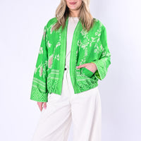 WU'SIDE - KIMONO/BOMBER FANTASIA FLOREALE ART.26285/V - VERDE