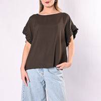 SOUVENIR - BLUSA VISCOSA CON ROUGES ART.S39M1737/M - MORO