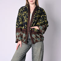 WU'SIDE - BOMBER/KIMONO FANTASIA FLOREALE ART.26550/MG - MORO/GIALLO