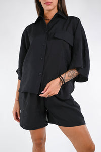 HAVEONE - CAMICIA OVER TASCA ART.CPA-N430 - NERO