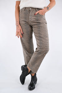 RECUPERO - JEANS DRITTO ANIMALIER ART.LION - BEIGE/MORO