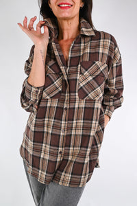 RECUPERO - CAMICIA SCOZZESE CAFFE' ART.DN107 - MORO/CAMMELLO