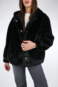 HAVEONE - BOMBER ECOPELLICCIA CON CAPPUCCIO ART.KDY-P034 - NERO