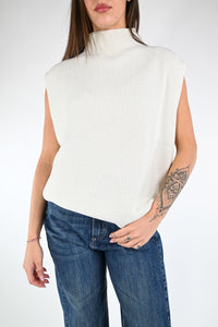 HAVEONE - GILET COLLO CRATERE PAILLETTES ART.LNC-P001 - PANNA