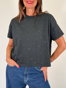  T-SHIRT FULL STRASS A SCATOLA COLOR LAVAGNA