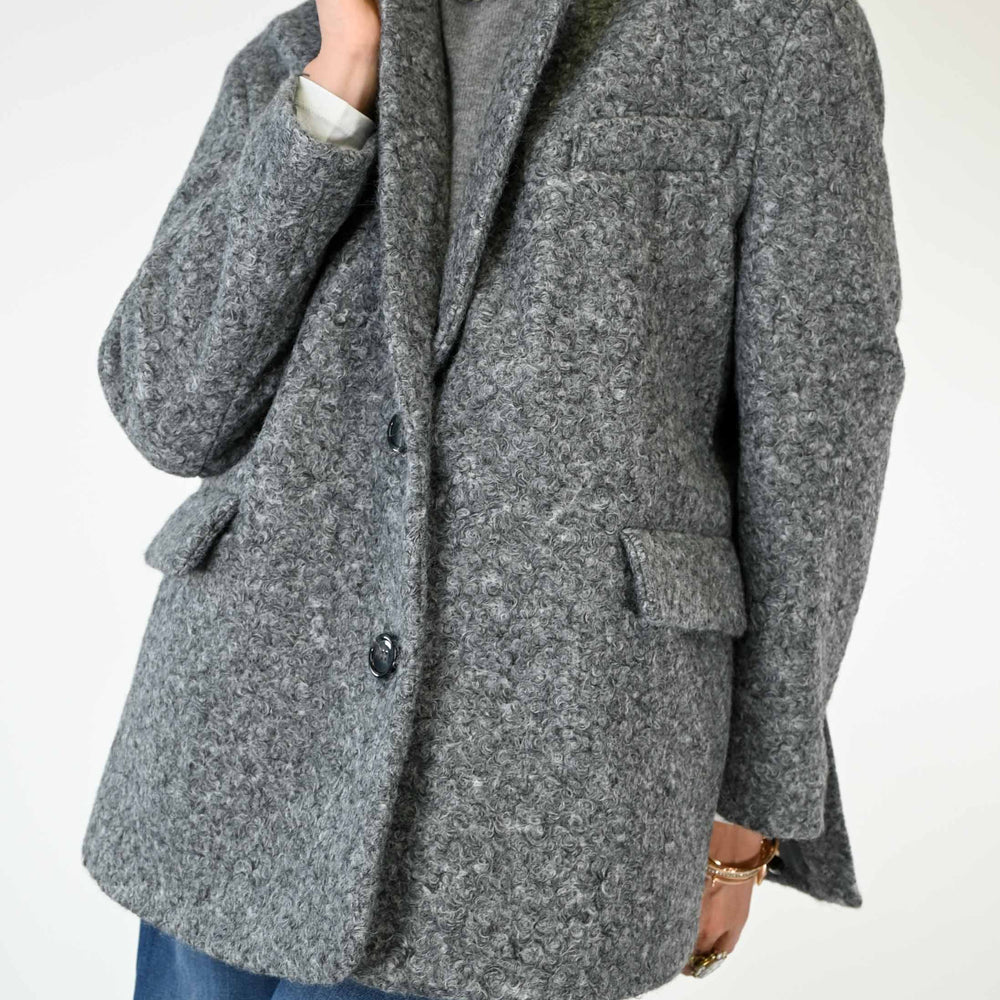 GIACCA OVER DUE BOTTONI IN BOUCLE' COLOR GRIGIO