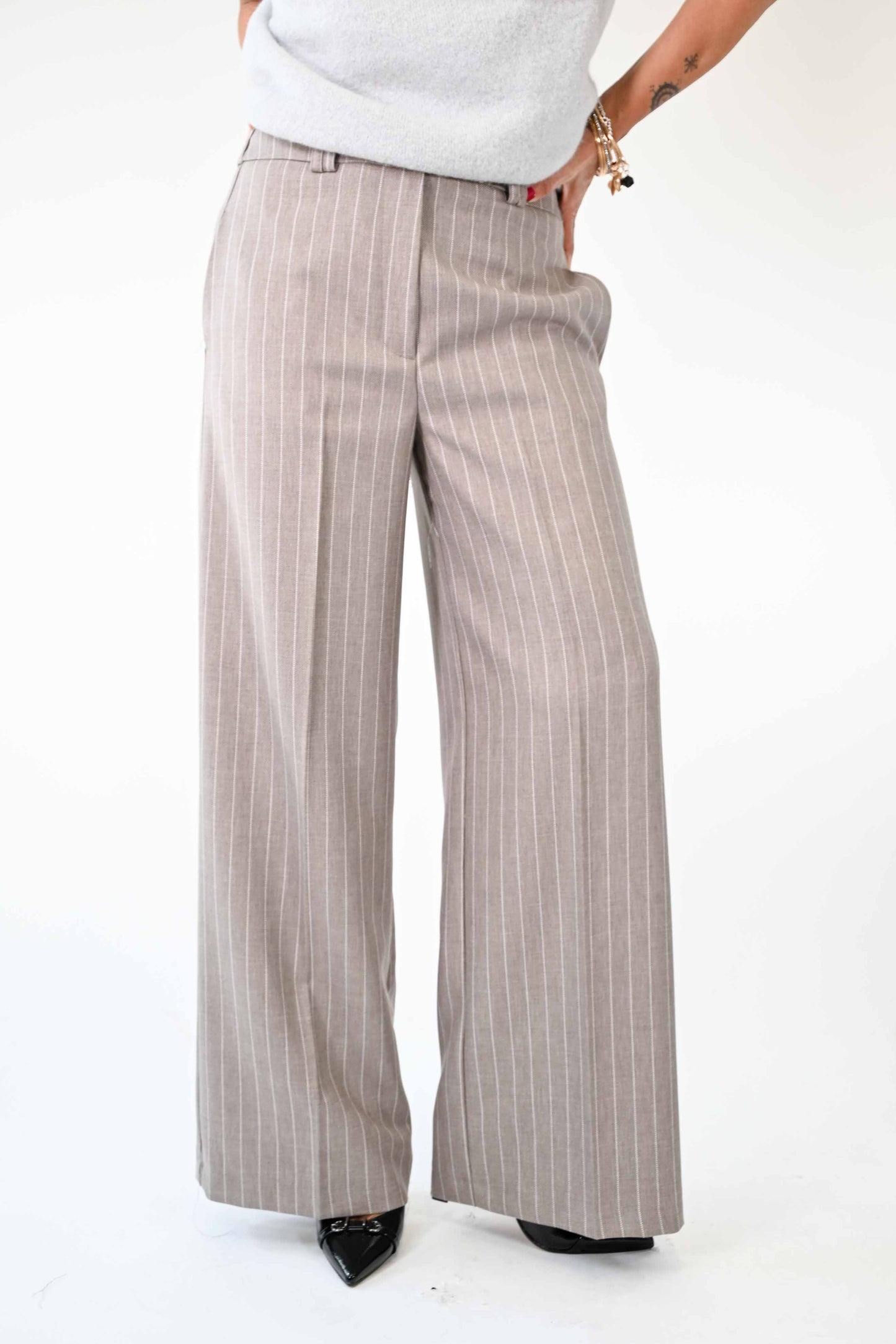 PANTALONE PALAZZO EASY GESSATO COLOR BEIGE