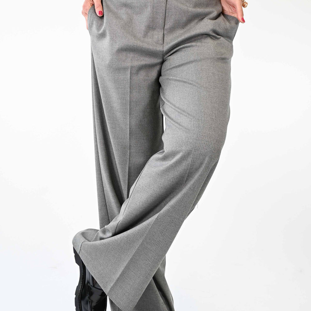 PANTALONE PALAZZO EASY RIGA SOTTILE GRIGIO