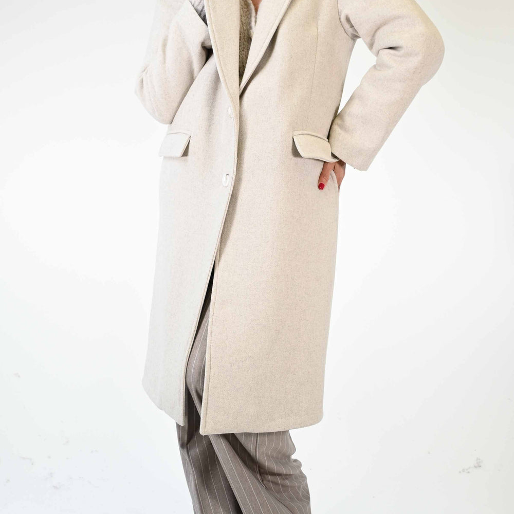 CAPPOTTO DUE BOTTONI OVER IN LANA COLOR BEIGE