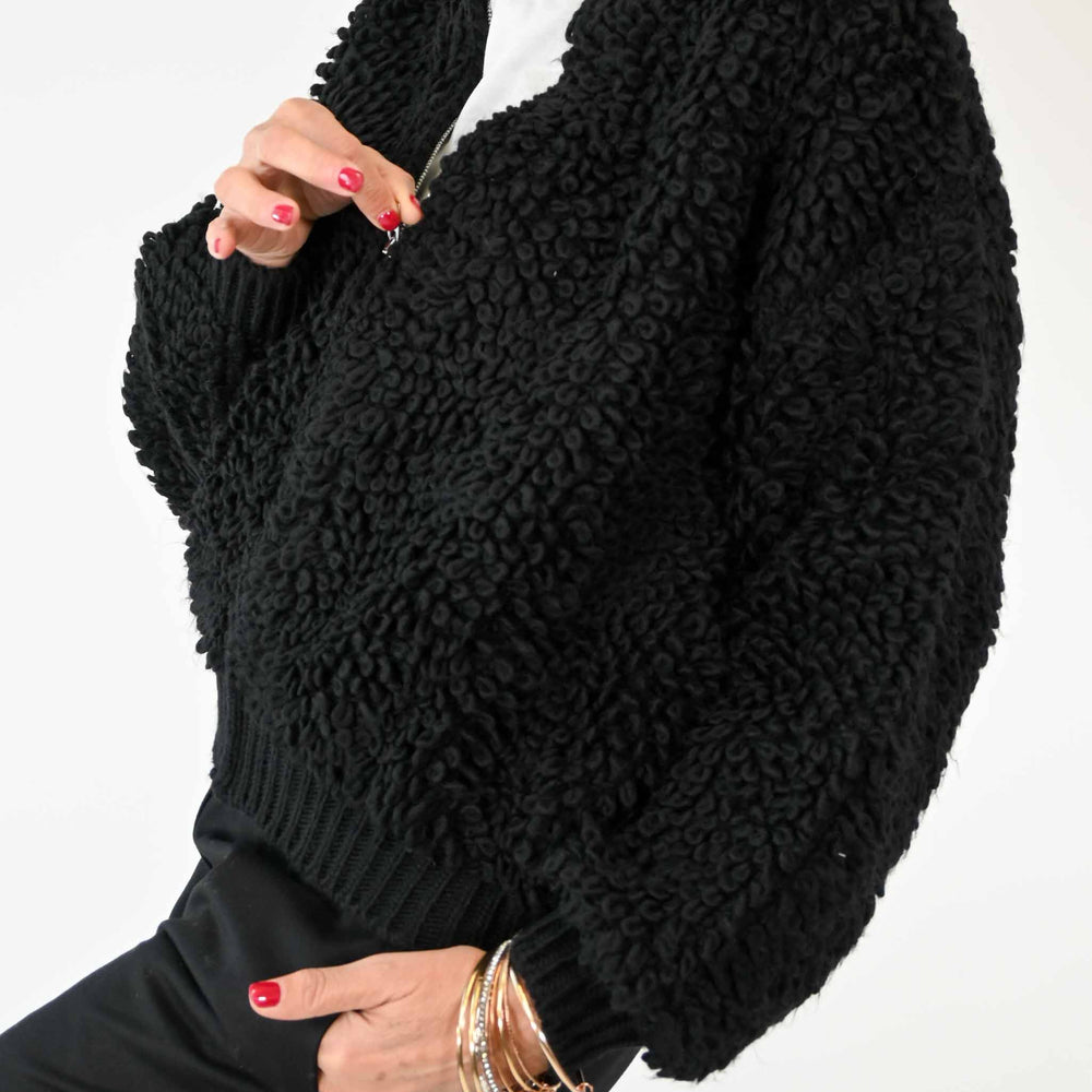 
                      
                        BOMBER OVER IN LANA BOUCLE' COLOR NERO
                      
                    