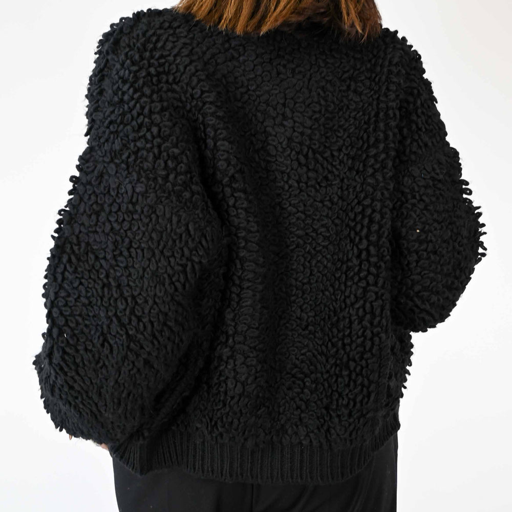 
                      
                        BOMBER OVER IN LANA BOUCLE' COLOR NERO
                      
                    