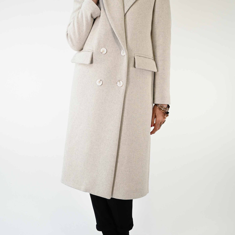 CAPPOTTO DOPPIOPETTO OVER IN LANA COLOR BEIGE