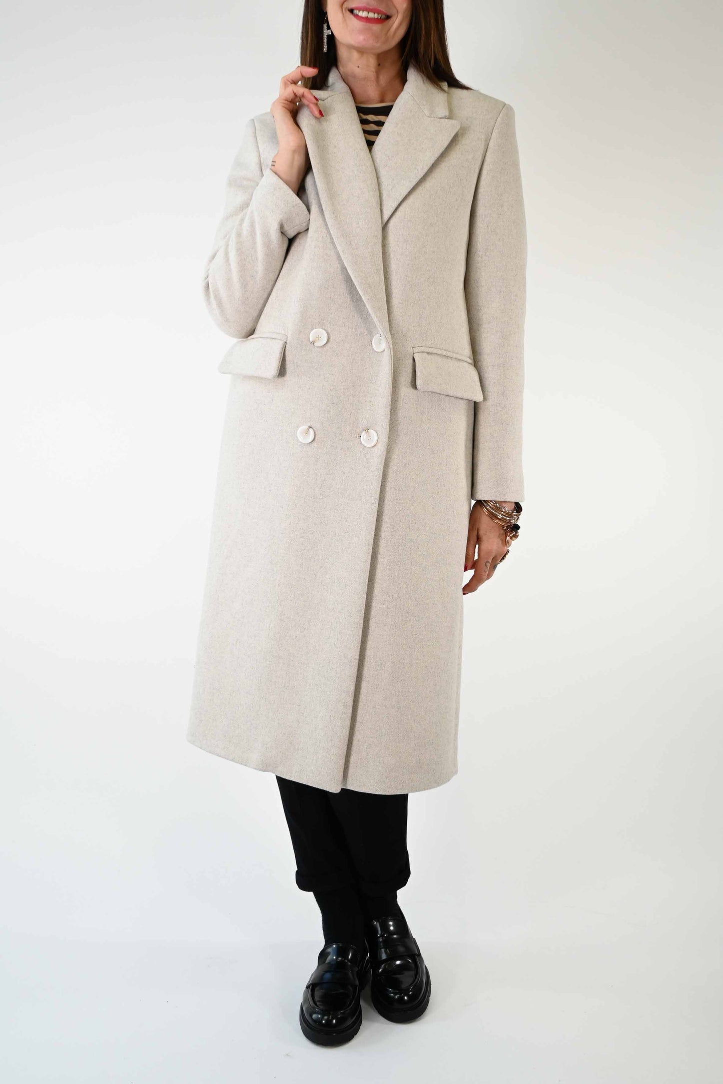 CAPPOTTO DOPPIOPETTO OVER IN LANA COLOR BEIGE