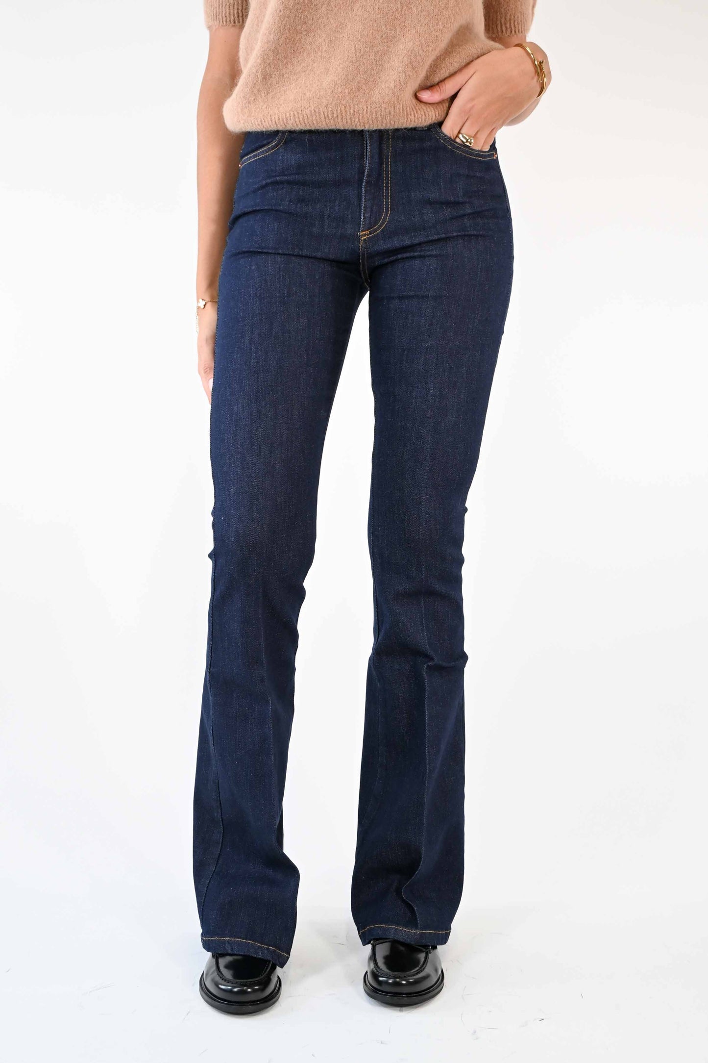 JEANS A ZAMPA ELASTICIZZATO NO WASH SCURO