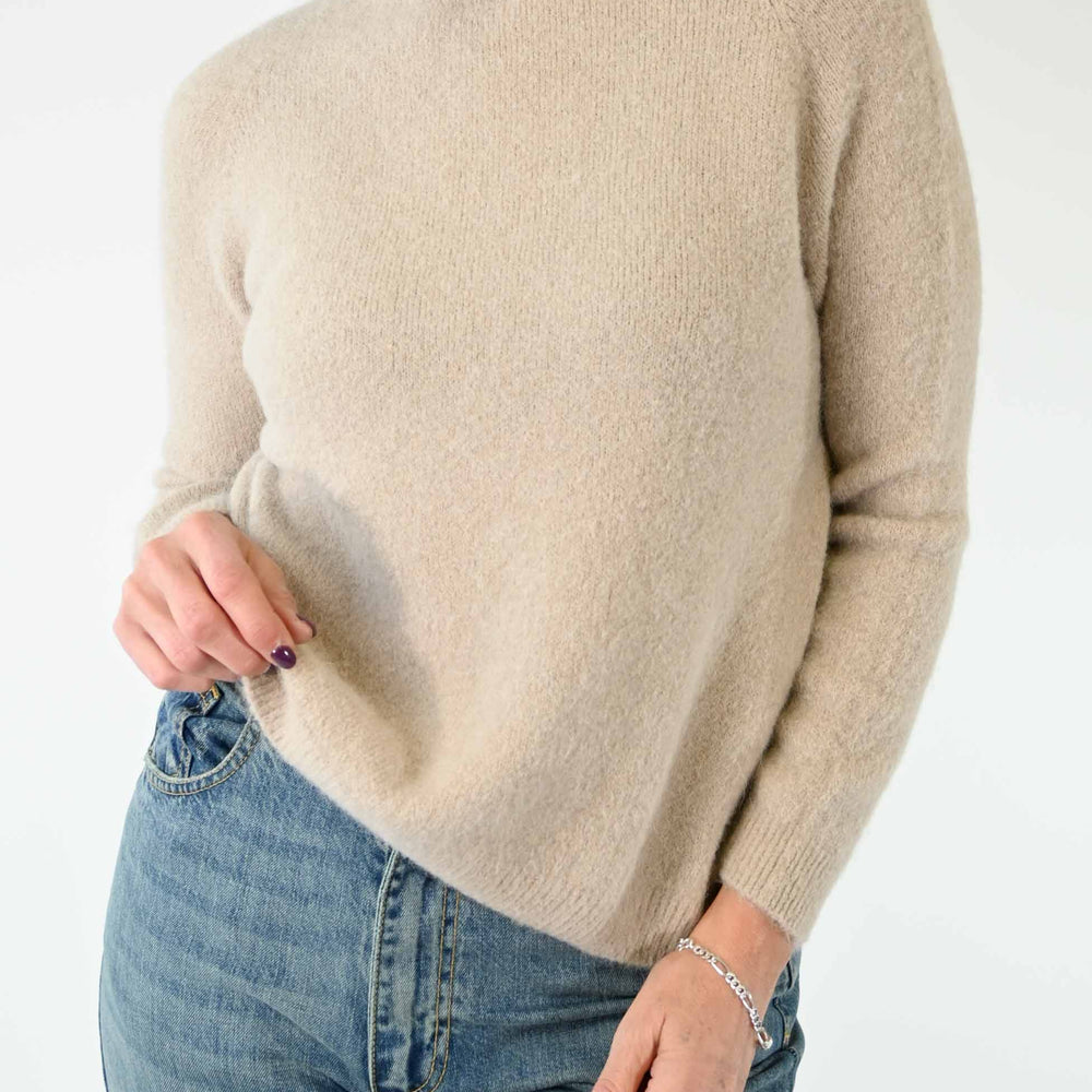 PULL MANICA LUNGA IN ALPACA COLOR BEIGE