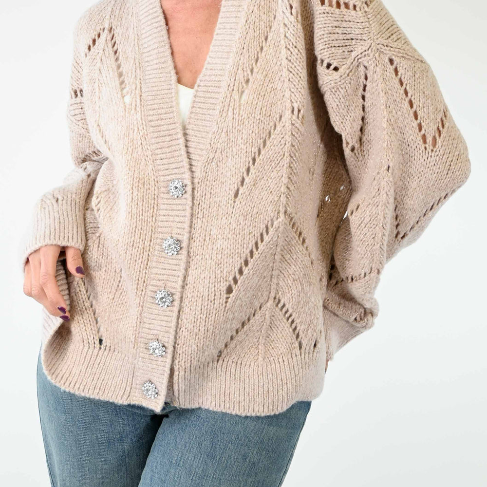 CARDIGAN TRAFORATO CON FILO LUREX CIPRIA