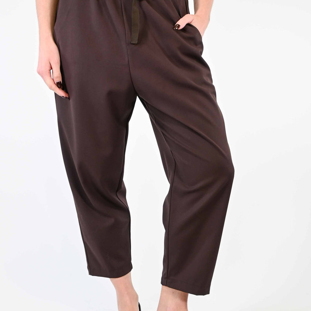 PANTALONE CON COULISSE IN POLIVISCOSA MORO