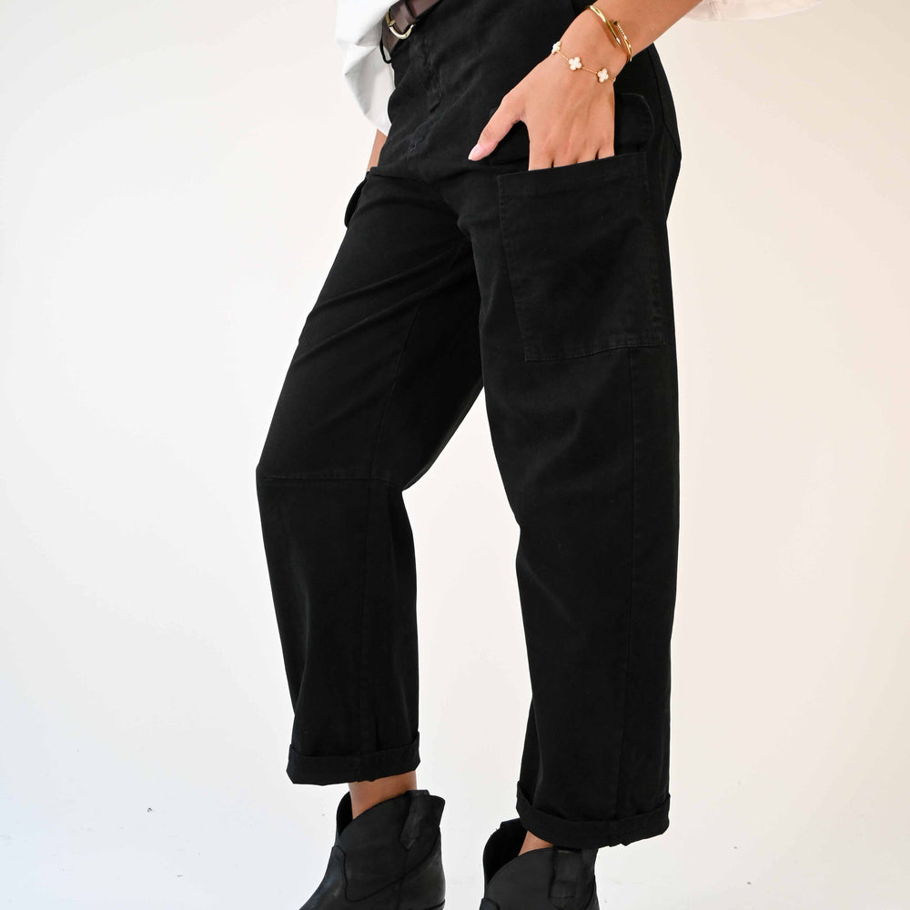 PANTALONE CARGO DRITTO IN COTONE COLOR NERO