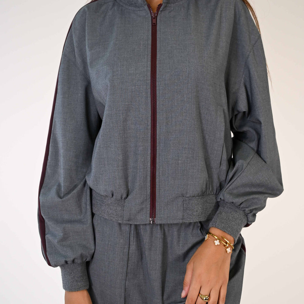 BOMBER CON CON BANDE LATERALI COLOR GRIGIO