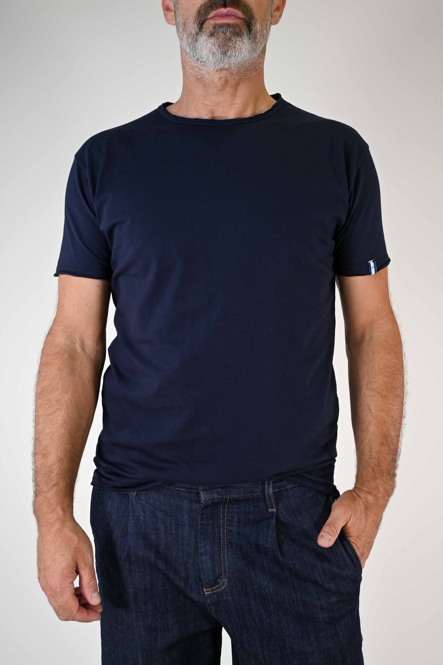 T-SHIRT TAGLIO VIVO GIROCOLLO COLOR BLU