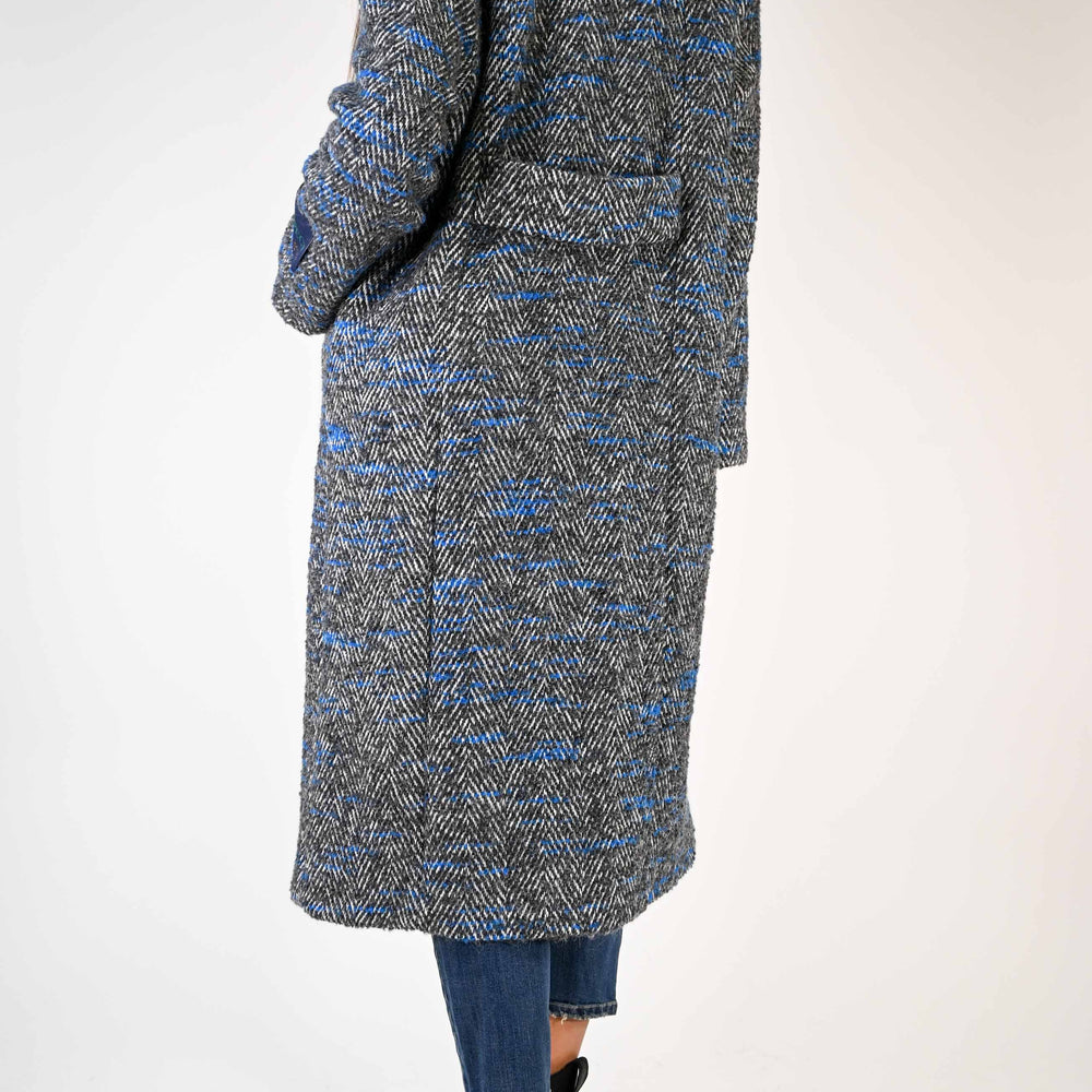 
                      
                        CAPPOTTO LUNGO BOTTONI GIOILELLO SPINATO GRIGIO/BLU
                      
                    