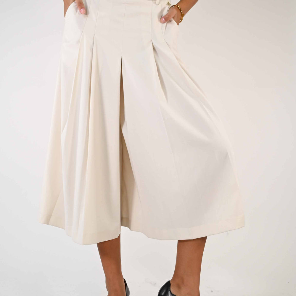 PANTAGONNA WIDE LEG IN POLIVISCOSA COLOR PANNA