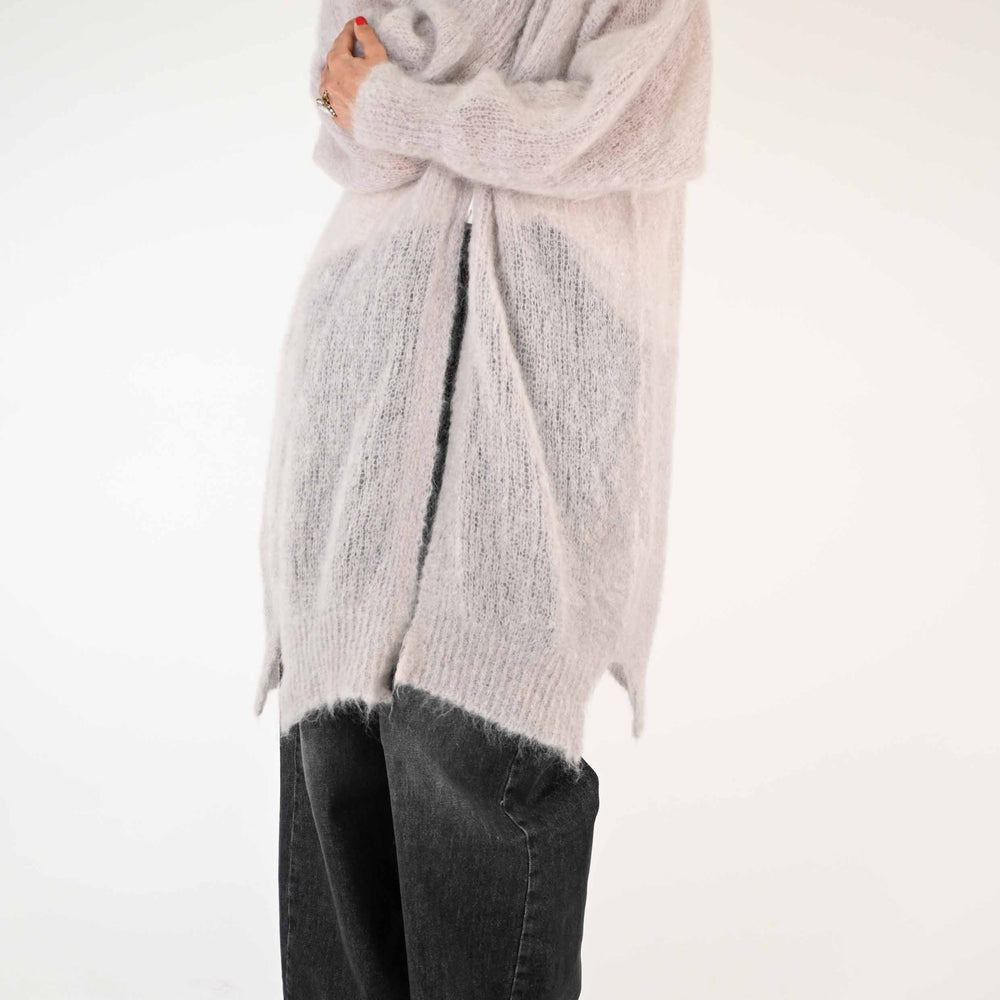 CARDIGAN IN MOHAIR CON SPACCHI COLOR BEIGE