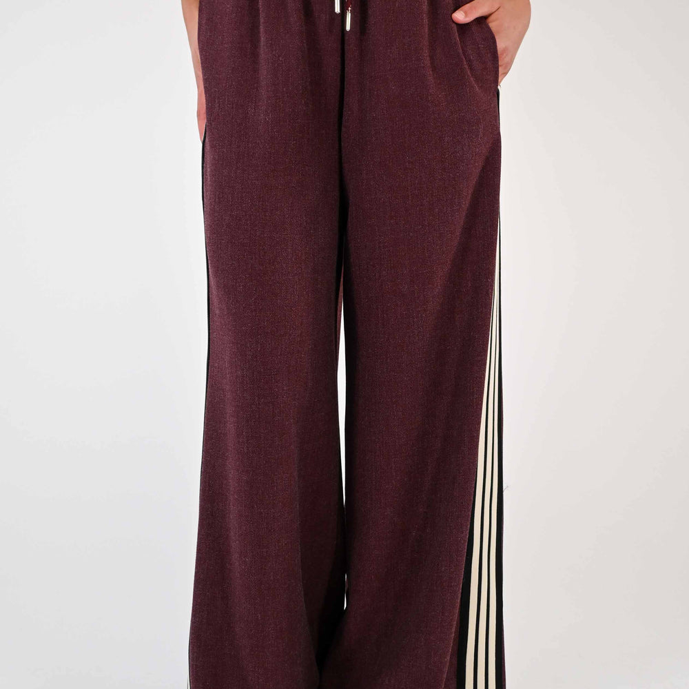 PANTALONE BORDEAUX PALAZZO CON COULISSE E BANDA