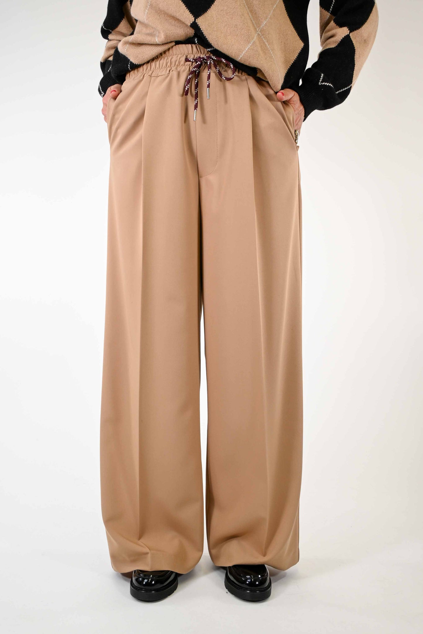 PANTALONE PALAZZO CON COULISSE COLOR CAMMELLO