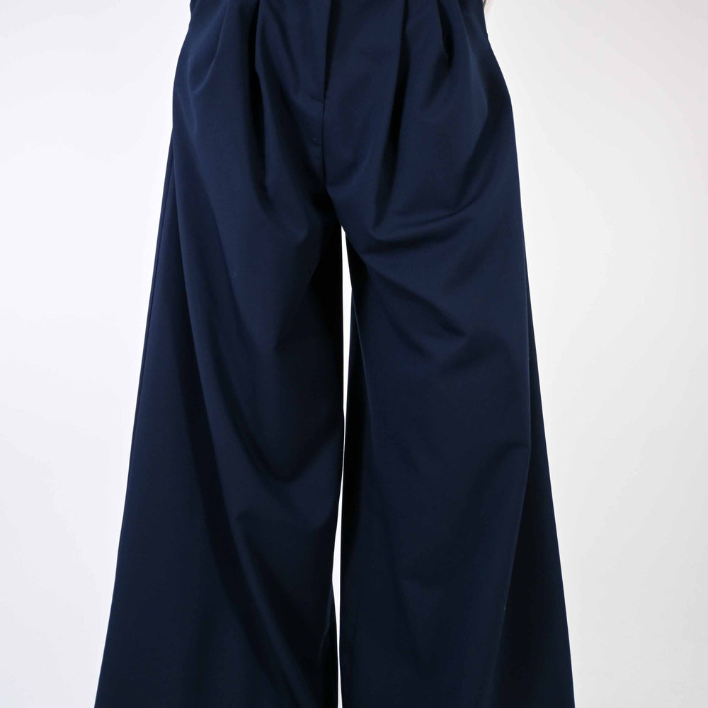 PANTALONE PALAZZO OVER CON PENCE COLORE BLU