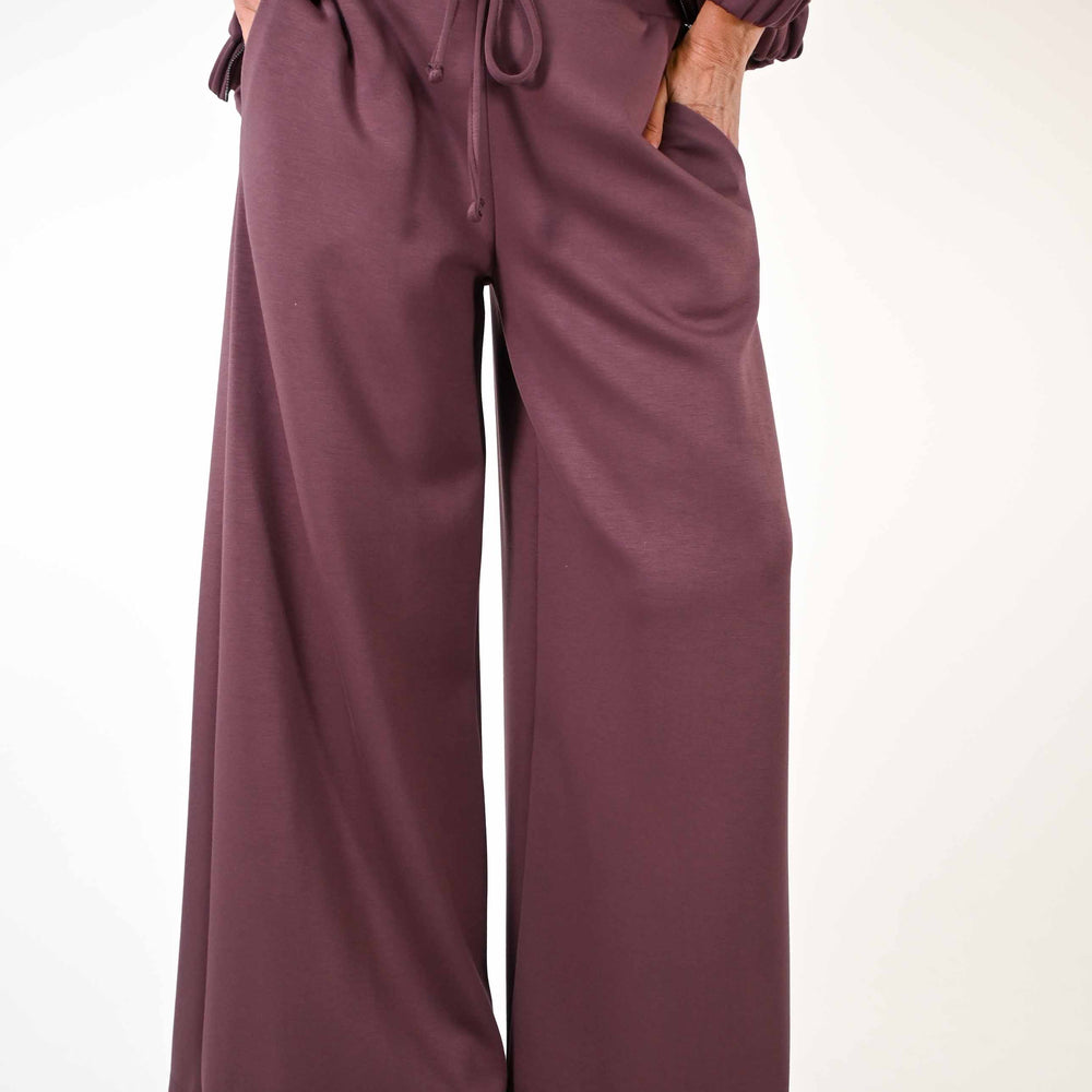 PANTALONE PALAZZO IN NEOPRENE DI VISCOSA BORDEAUX