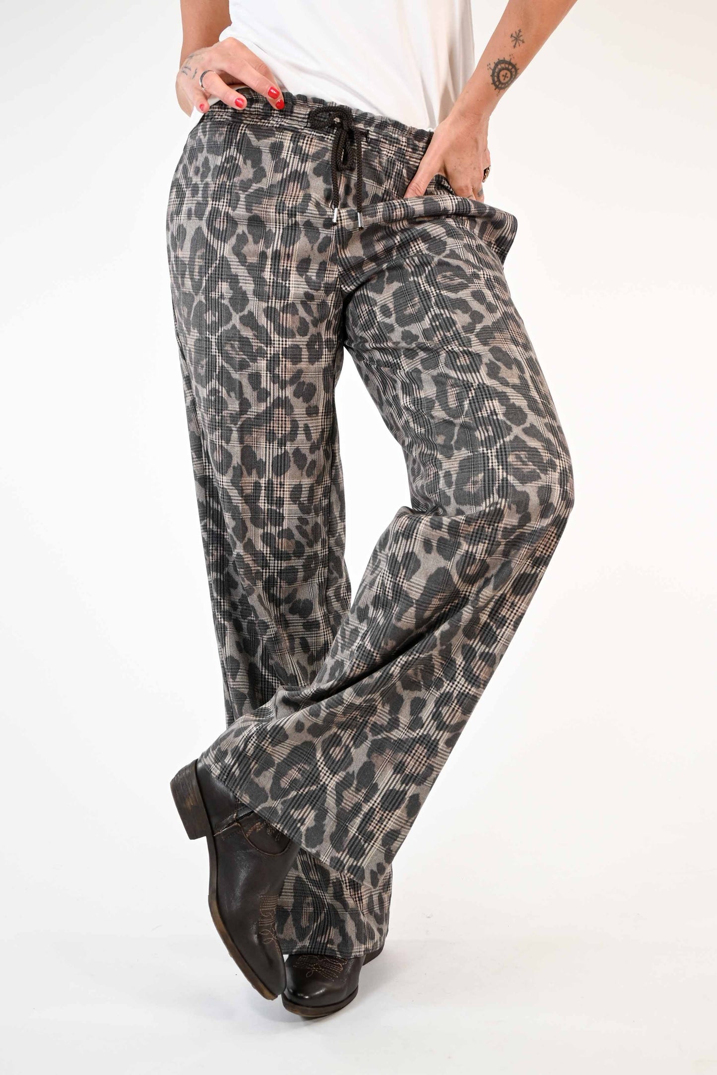 PANTALONE PALAZZO FANTASIA MACULATO/CHECK