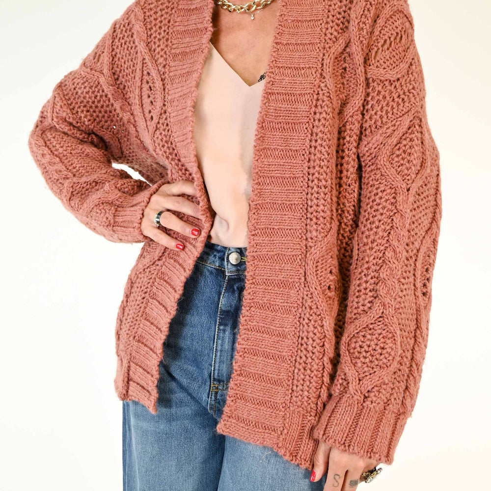 CARDIGAN NORVEGESE A TRECCE COLOR PHARD