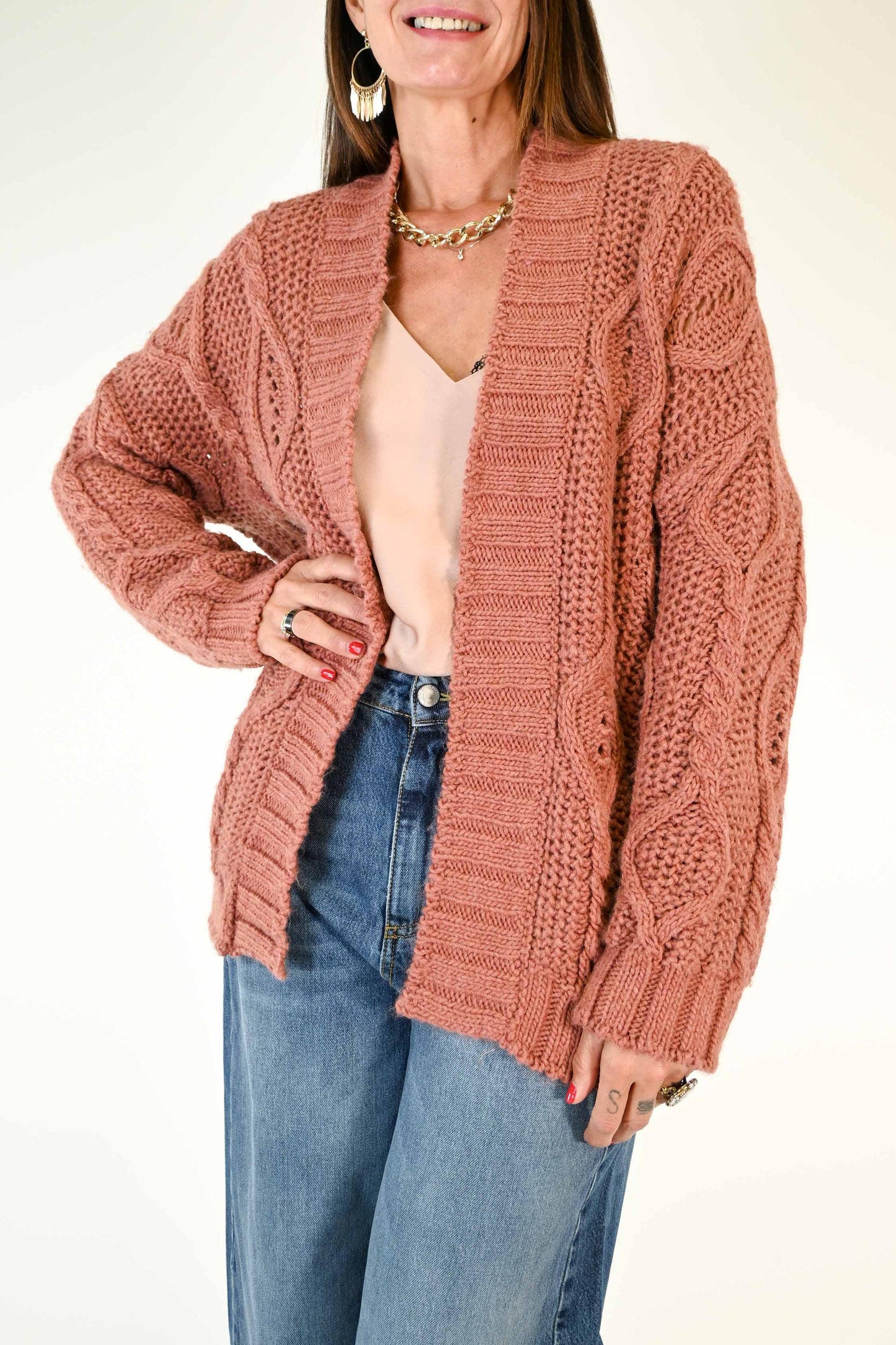 CARDIGAN NORVEGESE A TRECCE COLOR PHARD