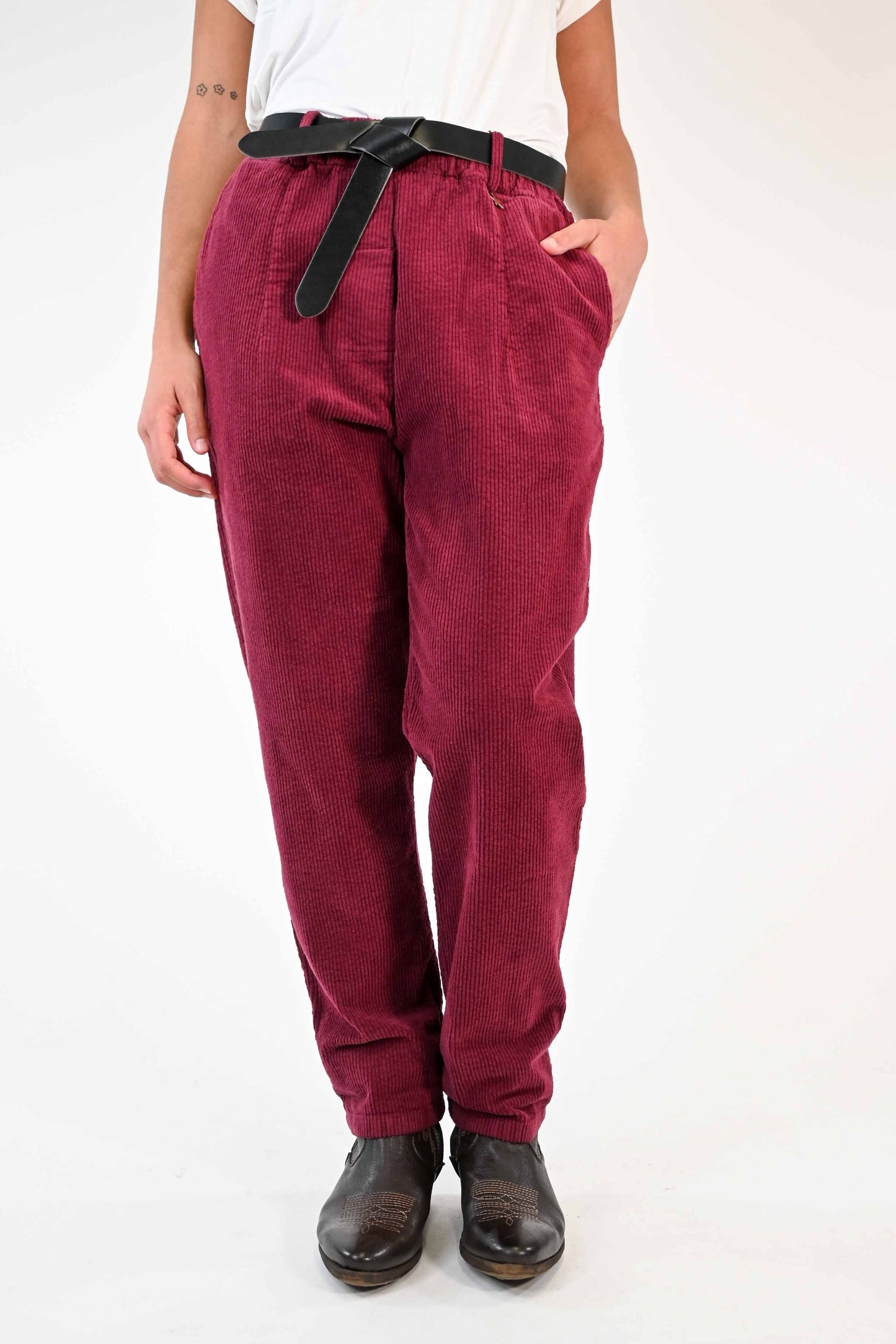 PANTALONE BAGGY IN VELLUTO A COSTE VINO