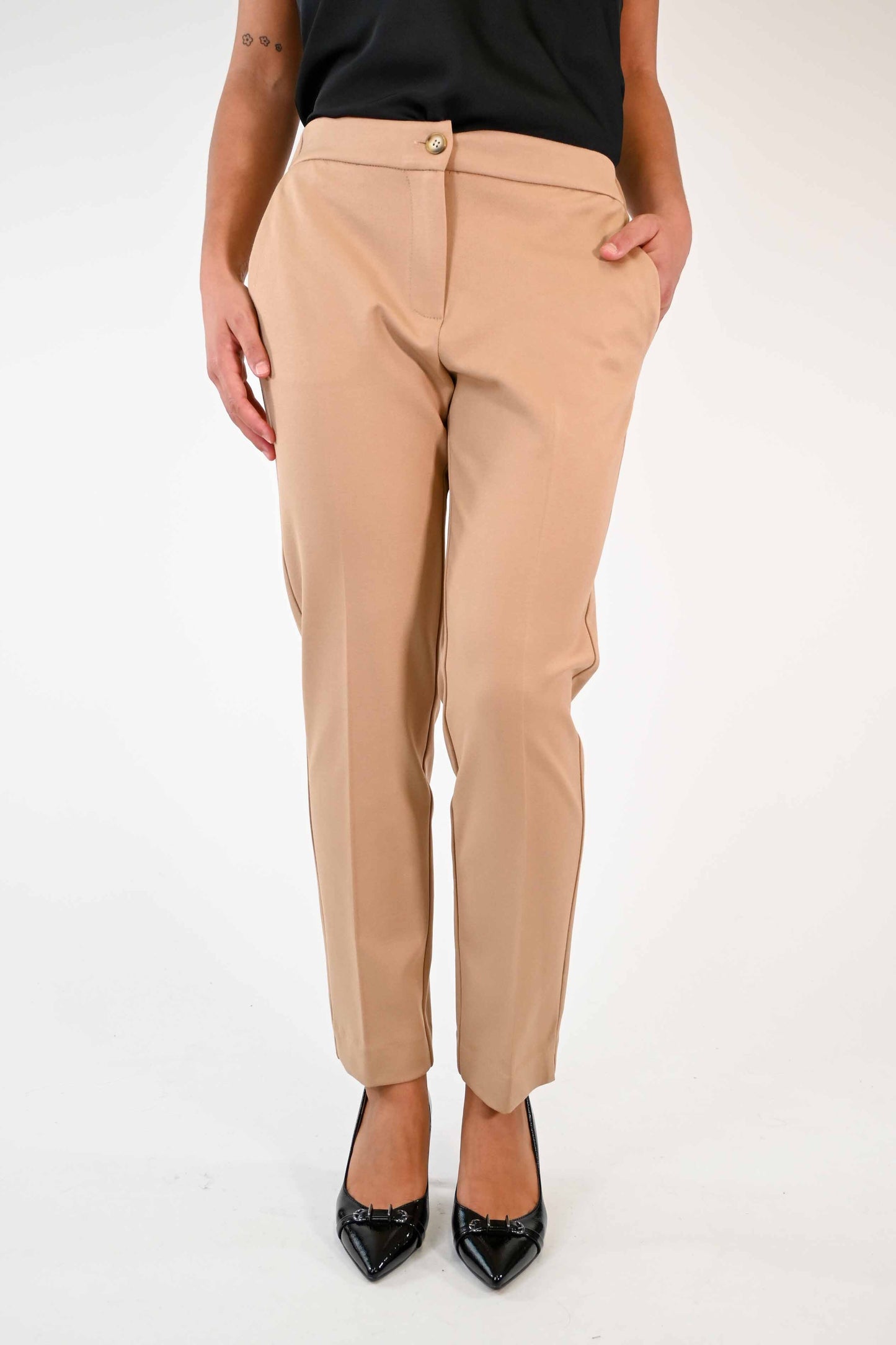 PANTALONE CAPRI IN PUNTO MILANO COLOR CAMMELLO