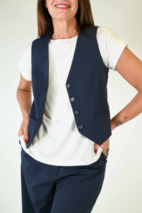 GILET 4 BOTTONI IN POLIVISCOSA COLOR BLU