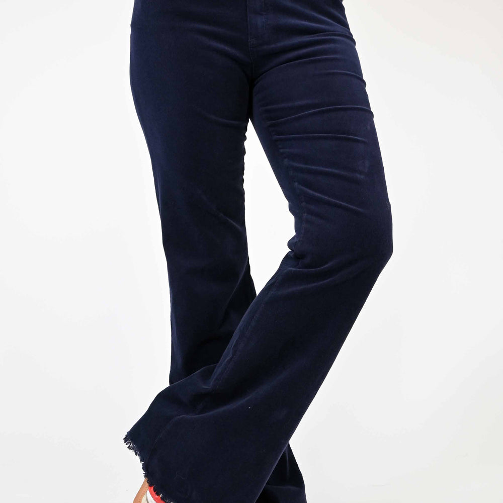 PANTALONE A ZAMPA IN VELLUTO 2000 RIGHE BLU