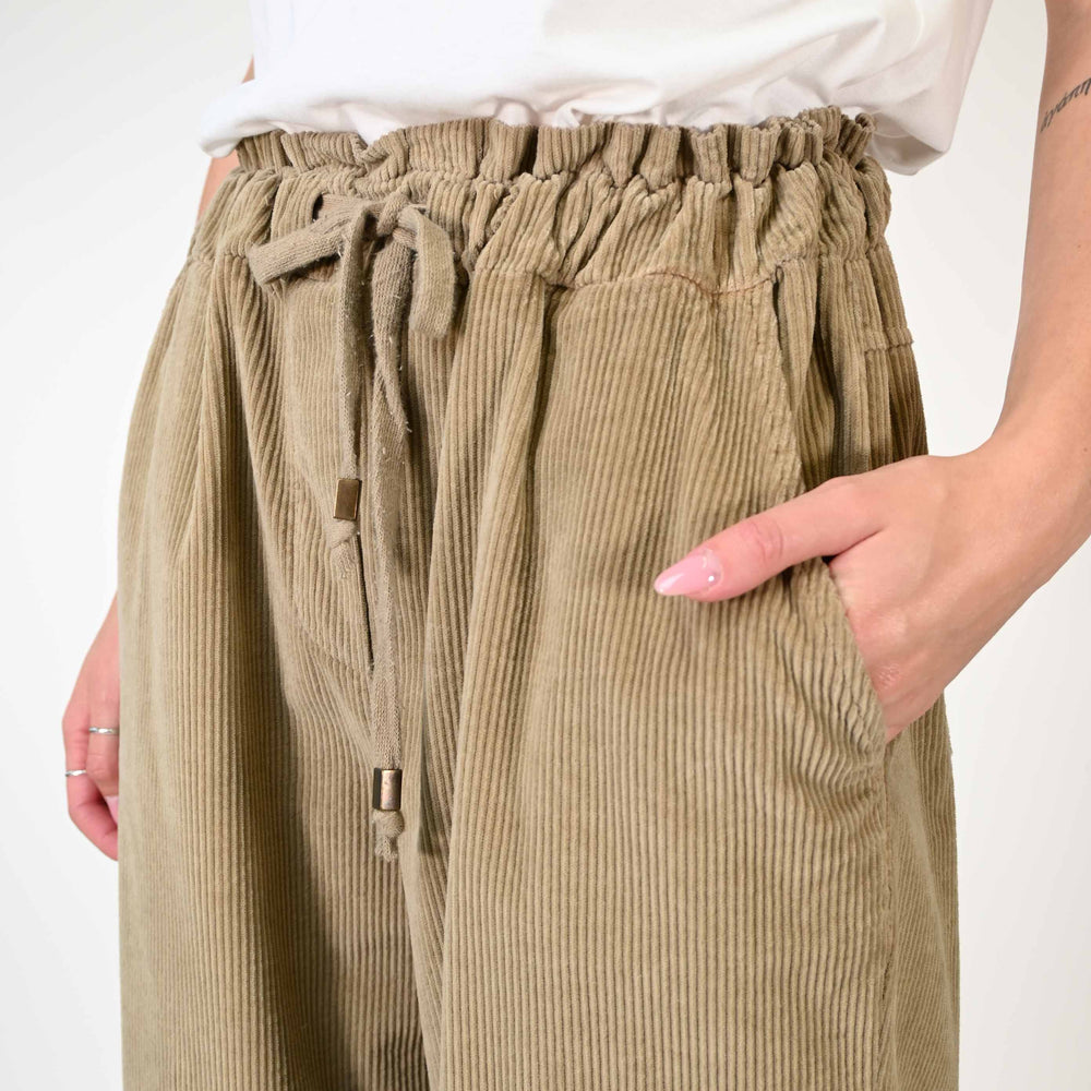 
                  
                    PANTALONE BAGGY CON COULISSE IN VELLUTO BEIGE
                  
                