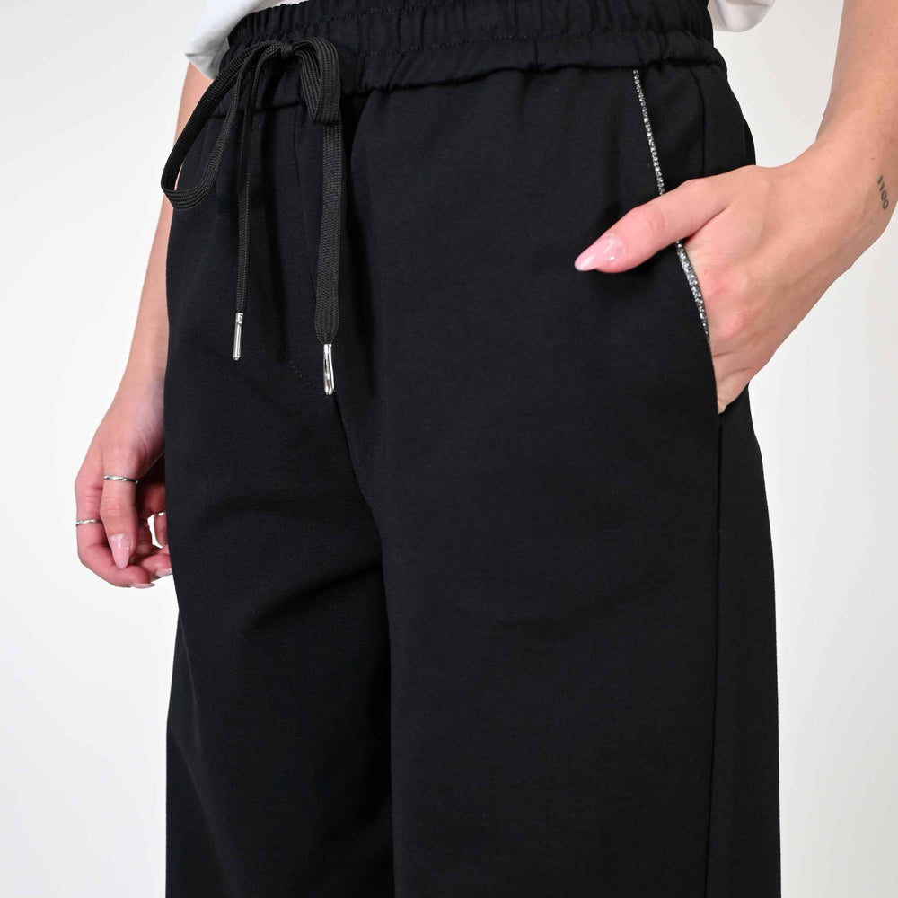 
                  
                    PANTALONE PALAZZO CON COULISSE IN PUNTO MILANO NERO
                  
                